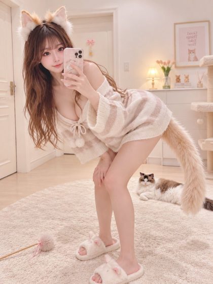 عکس سلفی واقعی با گوش و دم گربه